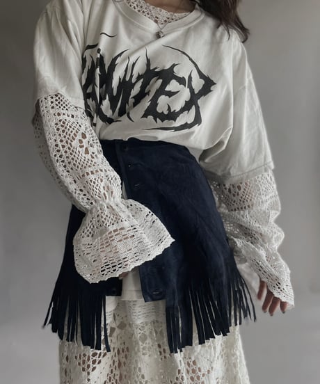 【USED】 Suede Leather Skirt Navy / 230304-008