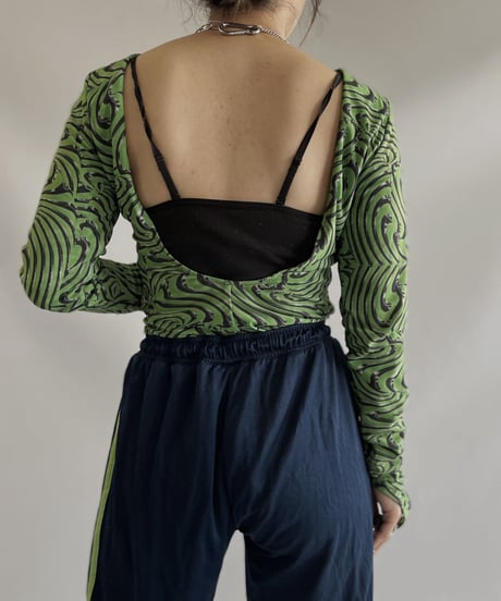 【USED】  L/S Patterned Power net Leotard top / 230916-032