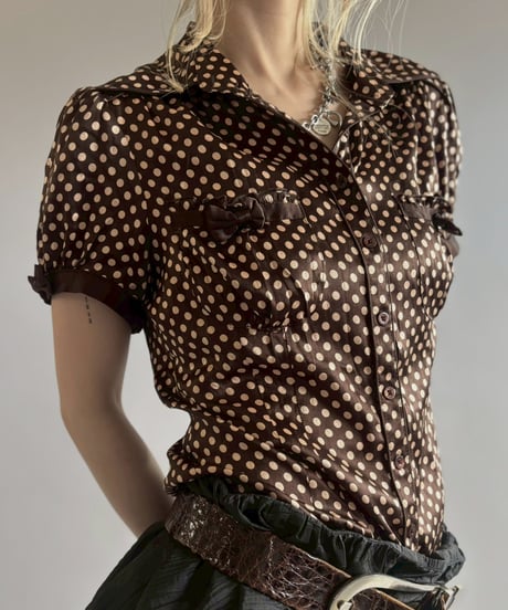 【USED】 Dot Pattern Puff Sleeves Blouse / 2560613-027