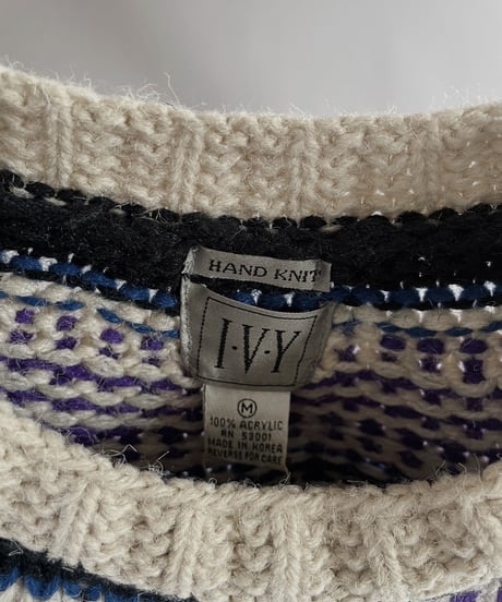 【USED】 Acrylic 100% Patterned Hand Knit Top 231209-008