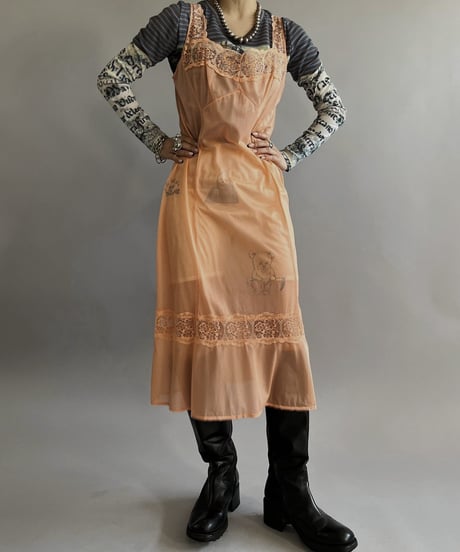【Mashup Products】 Silk Screen Sheer One-Piece /  240217-002