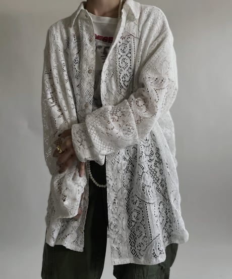【RE;CIRCLE】 RE Crochet Lace Big Shirt / 220427-005