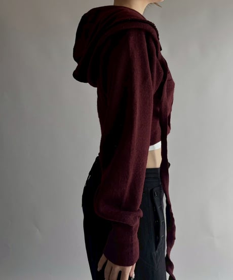 【RE;CIRCLE】 RE Hooded Acrylic Short Cardigan / 251016-007