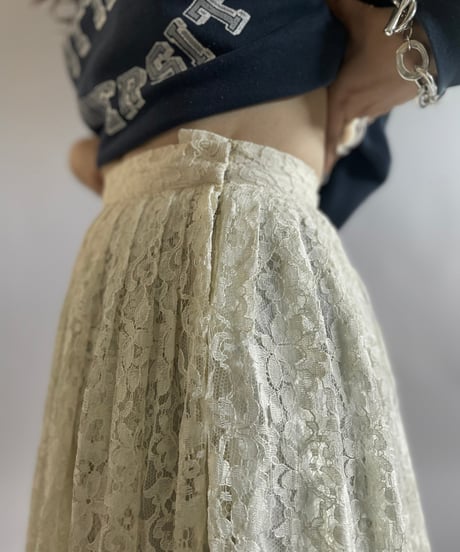 【USED】 Lace Patterned Sheer Skirt/ 240921-027