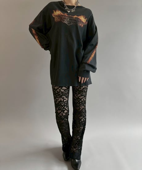 【USED】 HARLEY DAVIDSON Fire Pattern L/S T-Shirt / 260607-012