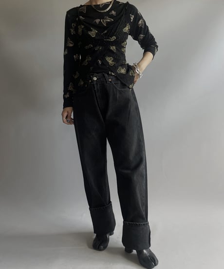 【USED】 Butterfly Patterned L/S Lame Top / 230909-003