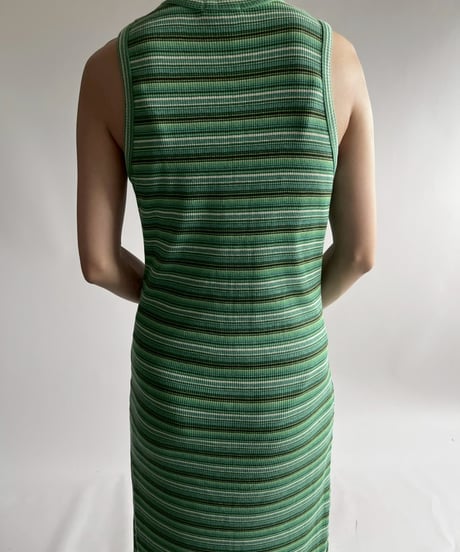 【USED】 Stripe Pattern Knit Long One-Piece / 250726-012