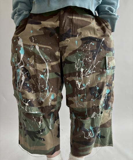 【USED】 Military Camouflage Cut Off Paint Pants /250925-010