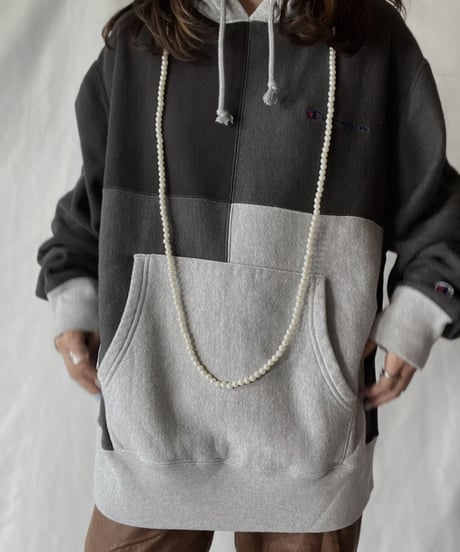 【USED】   Champion Reverse Weave Patch Work Hoodie/211007-031
