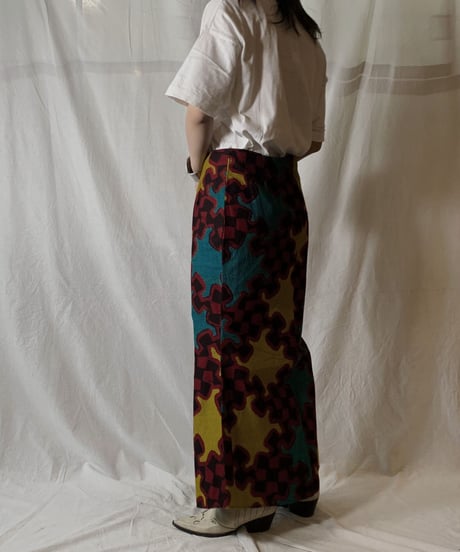 【USED】 African Batik Long Skirt/ 210604-045