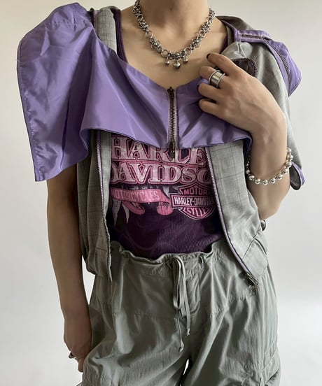 【USED】 Check Pattern Gimmick Hooded Vest / 250526-015