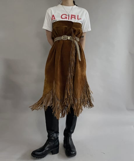 【USED】 Suede Leather Skirt Brown / 230304-017
