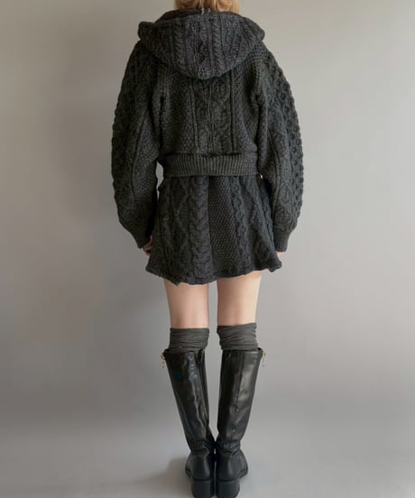 【RE;CIRCLE】 RE Aran Knit Double Zip-up Parka / Charcoal / 251030-006