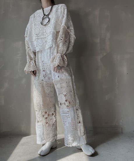 【RE;CIRCLE】 RE Crochet Patchwork L/S Top③/20220317-004