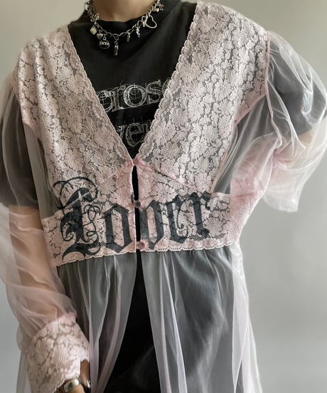 【USED】 Lace Patterned Sheer Long One-Piece/241006-018