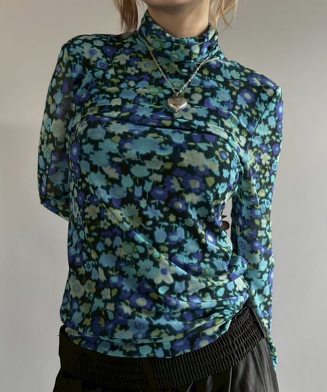 【USED】 GANNI Flower Pattern Sheer Top /251206-017