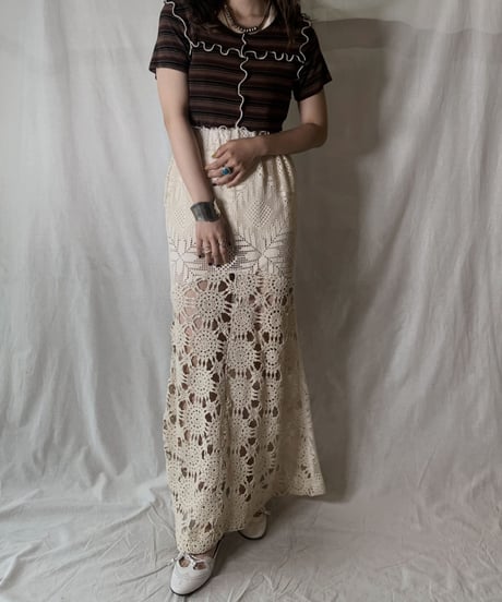 【RE;CIRCLE】 RE Crochet Long Skirt②/210512-017