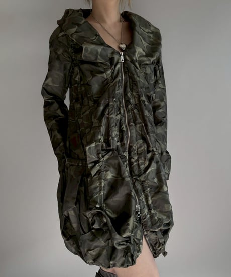 【USED】 MARITHE FRANCOIS GIRBAUD Camouflage Nylon Design Coat / 251227-017