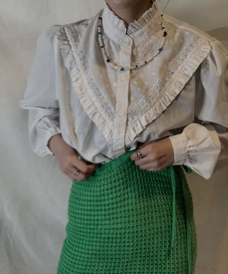 【USED】White Cotton Blouse Shirt/210217-063