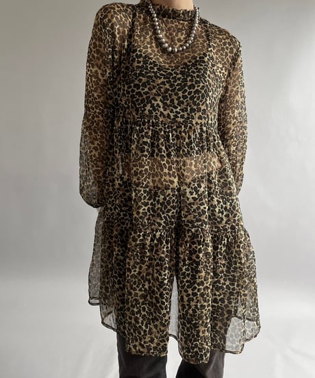【USED】Leopard Patterned Sheer Top /240907-019