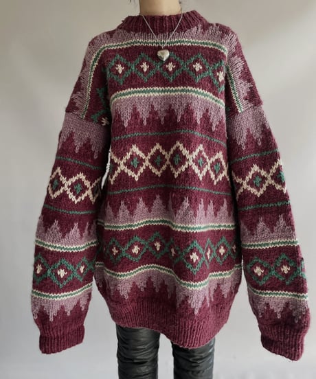 【USED】 Made in Ecuador Wool 100% Knit Top 231209-010