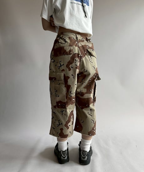 【USED】 Military Camouflage Painted Cut off Shorts  / 250719-006