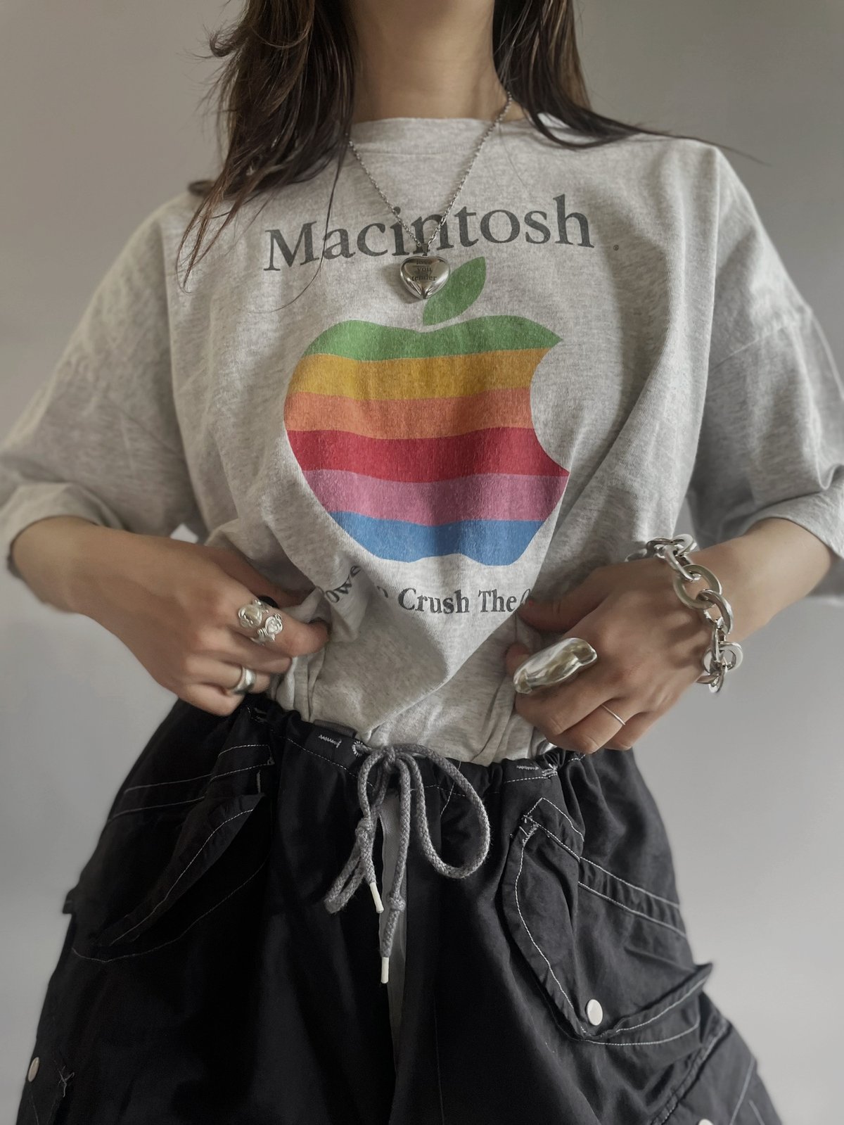 未使用品　1990年代　Apple Tシャツ　Moof! デザイン 1990s Vintage Apple Logo Spell Out White T-shirt Mac OS Logo
