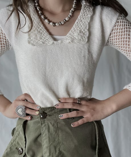 【USED】   Crochet Knit L/S Top②/210921-037
