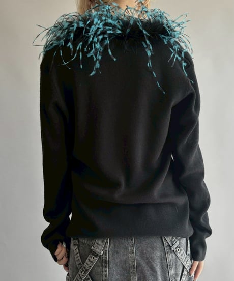【USED】 Fur Knit Zip Cardigan /251018-008