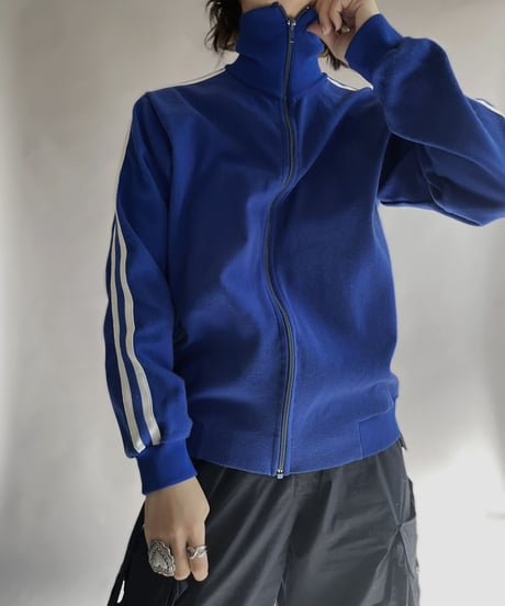 【USED】 Poly Zip-up Line Top Blue / 230128-004