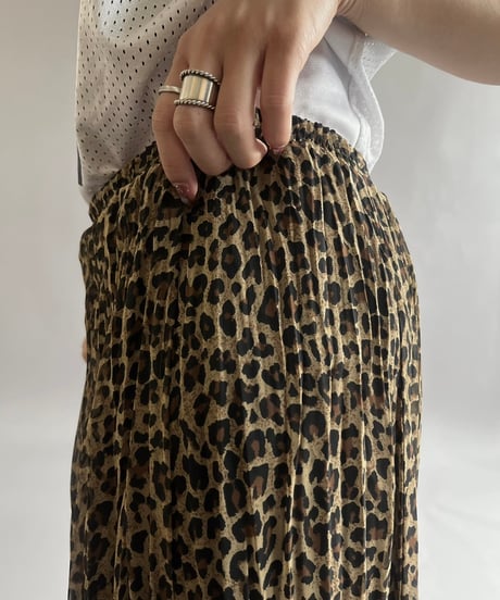 【USED】 Leopard PatternedPleats Long Skirt/ 240907-009