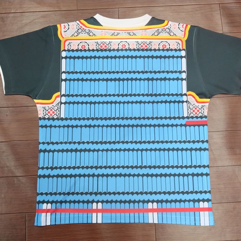 受注生産】鎧風Tシャツ 青絲縅の胴丸タイプ -ドライTシャツ