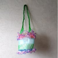 No.4 網バッグ グリーン×パープル