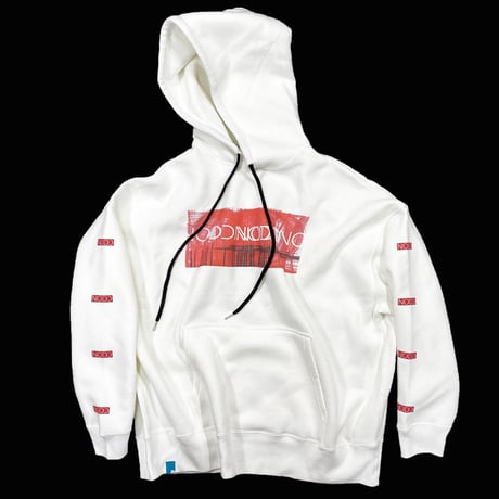 PASSION RED【BOX PULL HOODIE WHITE】