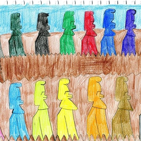 lINED UP MOAI【T-SHIRT LAVENDER】