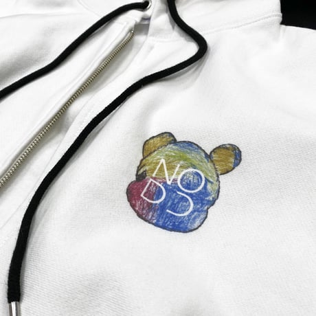 GLOWING ANIMAL【ZIP HOODIE WHITE】