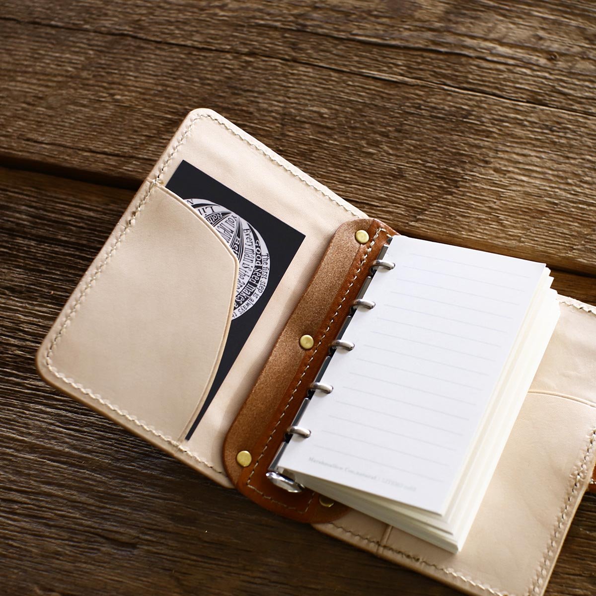 受注生産品 M5 13mmバインダー 栃木レザー パッチワーク システム手帳  