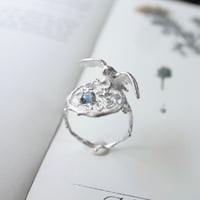 ふくろうと星のリング (シルバー・ロンドンブルートパーズ)【受注制作 1ヶ月以内に発送】