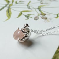 パキケファロサウルスのネックレス（ラベンダーアメジスト・ローズクオーツ・パール）【受注制作 1ヶ月以内に発送】