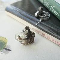 スピノサウルスのイヤリング・ピアス（アクアマリン・レモンクオーツ・パール）【受注制作 1ヶ月以内に発送】