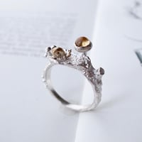 かたつむりときのこのリング（シトリン）【受注制作 1ヶ月以内に発送】