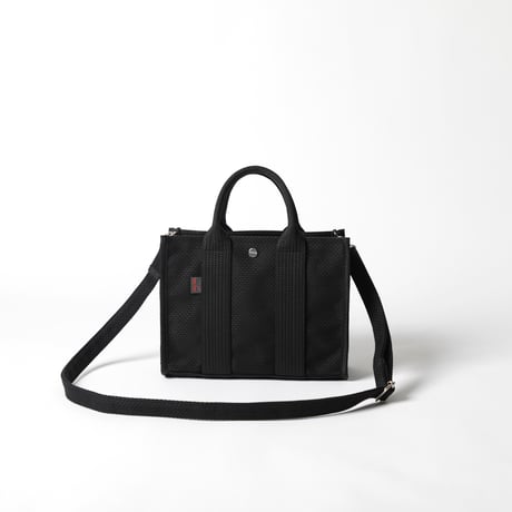 sasicco Square Tote S – White & Black Checkered, Mikawa Sashiko Cotton with Judo Fabric Handles