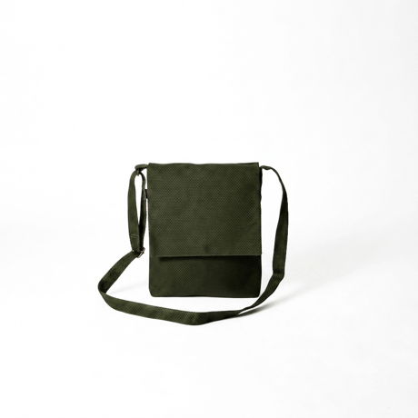 【新商品】sasicco フラップ付きショルダー オリーブ | 三河木綿 刺子織 | タネイ | 柔道着のカバン | flap shoulder bag | green
