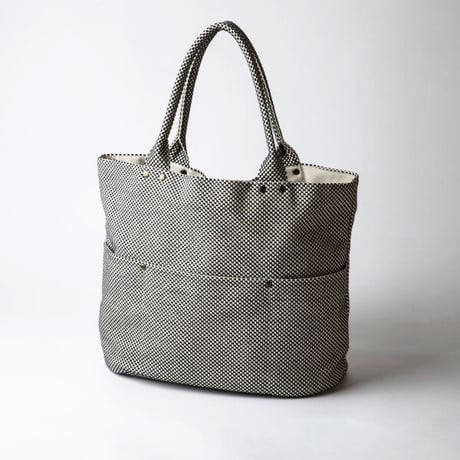 sasicco Bucket Bag – Black, Mikawa Sashiko Cotton with Judo Fabric Handles