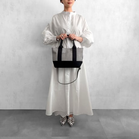 sasicco OBIトートミニ２way 白と黒の市松 | オビトートミニ | 三河木綿 刺子織 | 柔道着 | obi tote mini 2way bag | white & black