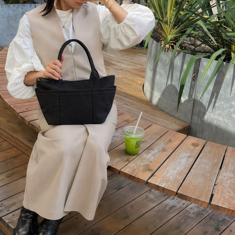sasicco ポッシュトートM 黒 | 三河木綿 刺子織 | タネイ | 柔道着のカバン | poche tote M | black