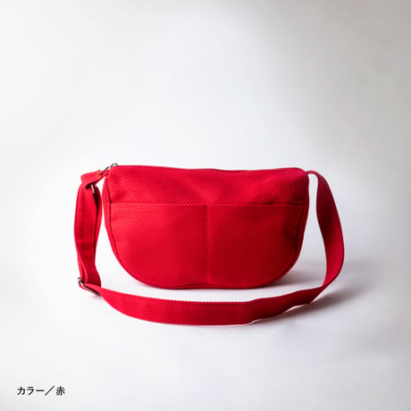 sasicco Leaf Shoulder Bag – Red, Mikawa Sashiko Cotton with Judo Fabric Strap