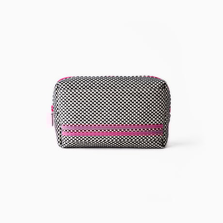 sasicco ポーチ ピンクライン | 三河木綿 刺子織 | タネイ | 柔道着のポーチ | pouch | white & black with pink line