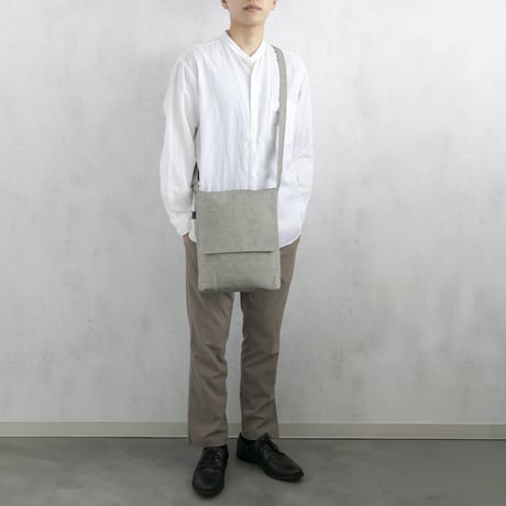 【新商品】sasicco フラップ付きショルダー 白と黒の市松 | 三河木綿 刺子織 | タネイ | 柔道着のカバン | flap shoulder bag | white & black