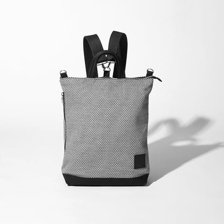 sasicco Portside 3-Way Bag – White & Black Checkered, Mikawa Sashiko Cotton with Judo Fabric Handles